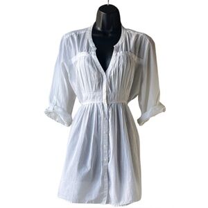 Calvin Klein Jeans White Striped Button Down Tunic